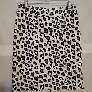 Mini Skirt, Merona Collection, Snow Leopard Print, White, Black, Lined, Sz 2